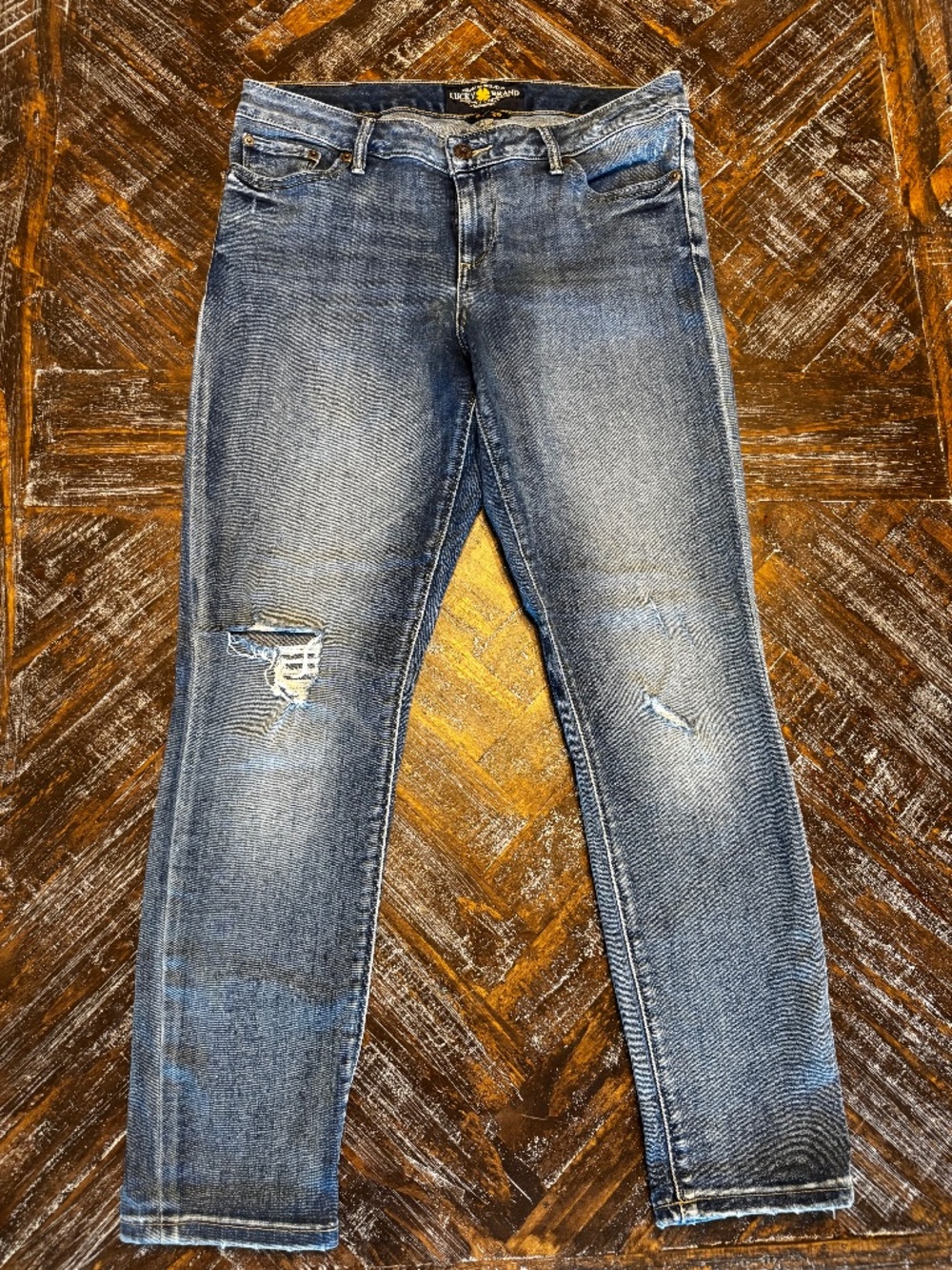 Lucky Brand Distressed Straight Leg Jeans Women’s Size 8/29 Medium Wash Denim